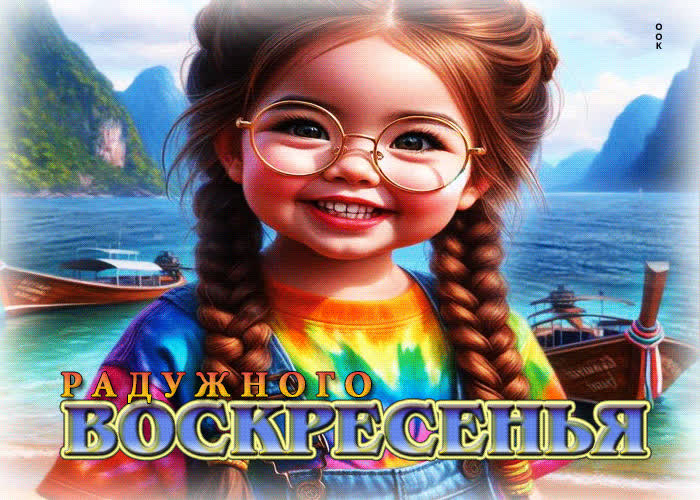 Picture искрящаяся солнечная гиф-открытка радужного воскресенья