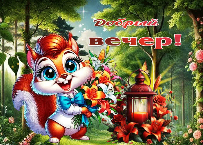 Postcard ласковая и добрая цветочная гиф-открытка добрый вечер