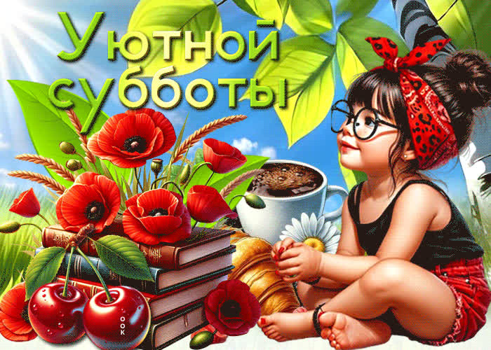 Picture милая анимационная летняя открытка уютной субботы
