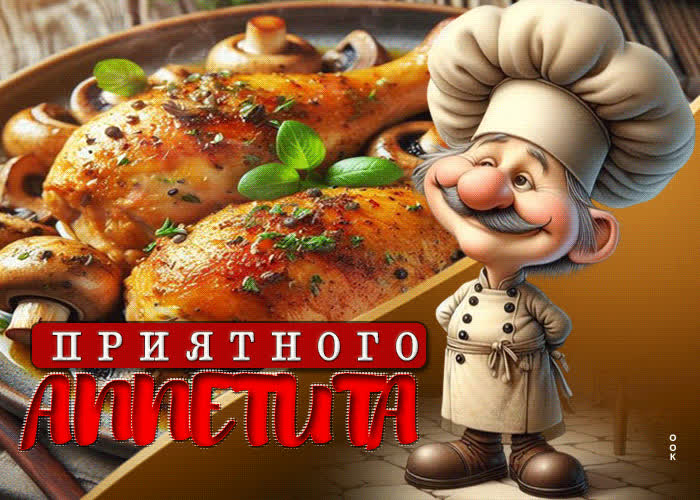 Postcard оригинальная гиф-открытка приятного аппетита