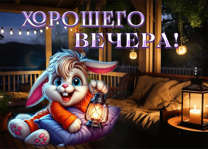 Picture пленительная гиф-открытка с зайчиком хорошего вечера
