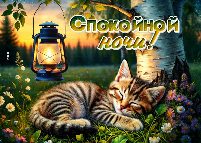 Picture радостная и приветливая гиф-открытка спокойной ночи