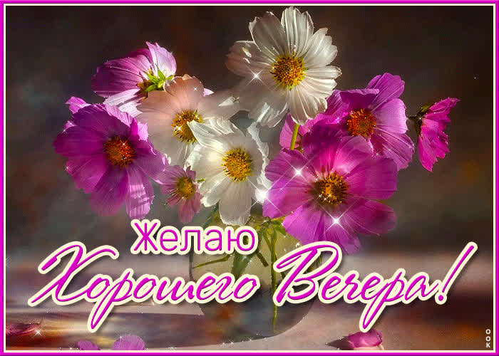 Postcard сказочная открытка с цветочками желаю хорошего вечера